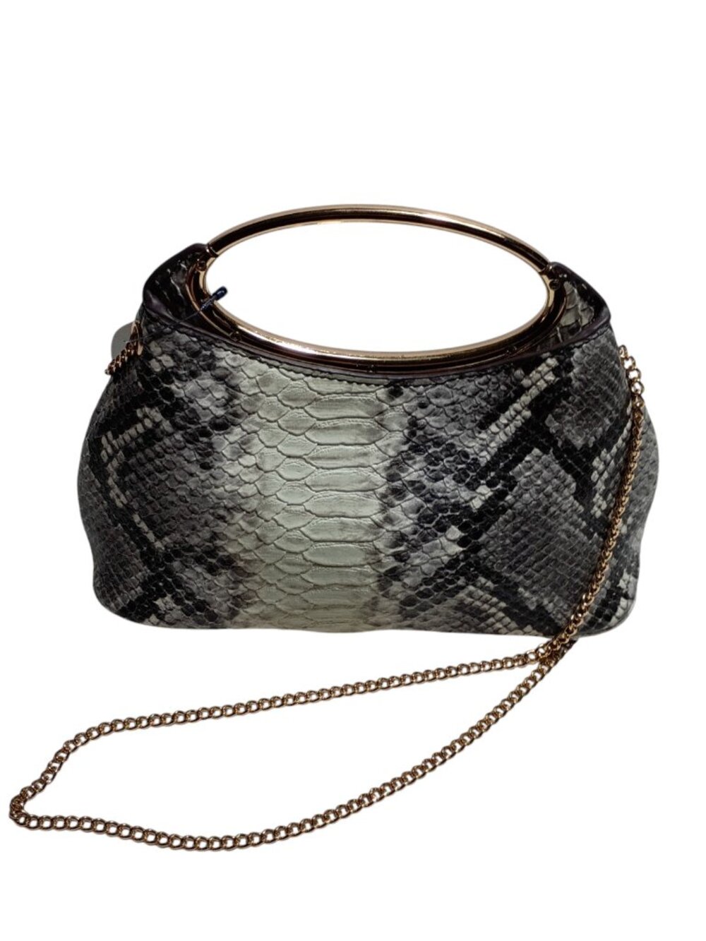 Scoop Faux Snakeskin Top Handle Clutch Bag Textured faux snakeskin/python print